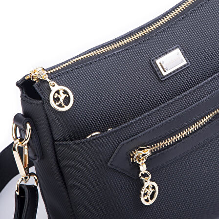 Nas Bag Kadın Postacı Çapraz Çanta Siyah Lacst (en 25 cm ; boy 22 cm )