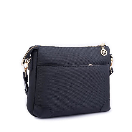 Nas Bag Kadın Postacı Çapraz Çanta Siyah Lacst (en 25 cm ; boy 22 cm )