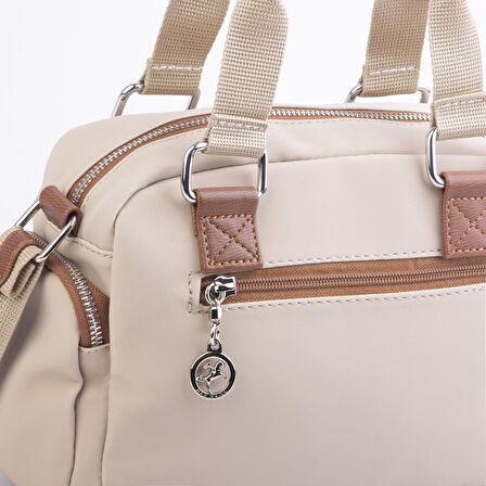 Nas Bag Kadın Çapraz Çanta Çok Gözlü  Kum Taba Buzzy ( 26x17 cm)