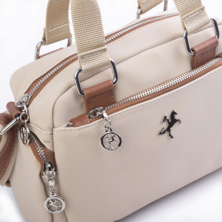 Nas Bag Kadın Çapraz Çanta Çok Gözlü  Kum Taba Buzzy ( 26x17 cm)