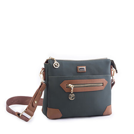 Nas Bag Kadın Postacı Çapraz Çanta Yeşil Taba Karaca  (en 25 cm ;boy 22 cm )