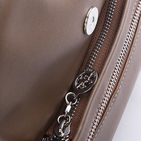 Nas Bag Kadın Sırt Çantası Çift Gözlü Spor Çanta Vizon Kahve Taba Dona   ( 23x26x14 cm ) 