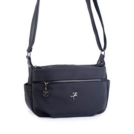 Nas Bag Kadın Salaş Çok Gözlü Çapraz Çanta Siyah  Buzzy   ( en :30cm x boy: 20 cm )