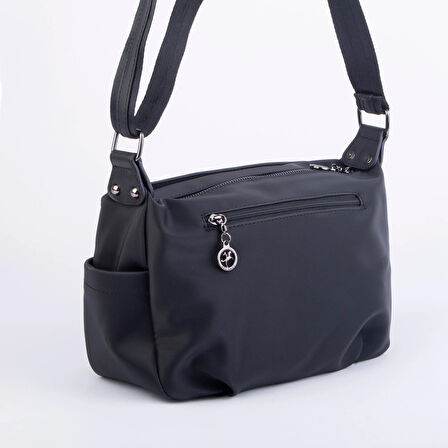 Nas Bag Kadın Salaş Çok Gözlü Çapraz Çanta Siyah  Buzzy   ( en :30cm x boy: 20 cm )