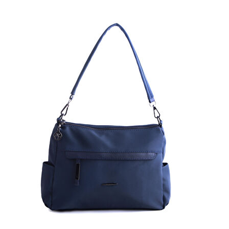 Nas Bag Çok Gözlü Yumuşak ve Hafif Yapılı Çift Askılı Omuz ve Çapraz Çanta Lacivert  Buzzy  ( 30x24 cm )