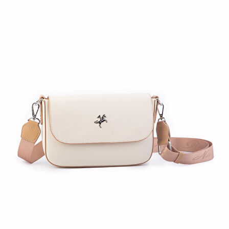Nas Bag Kadın Postacı Çantası Çift Askılı Krem Camel Karaca  (22x16x5 cm)