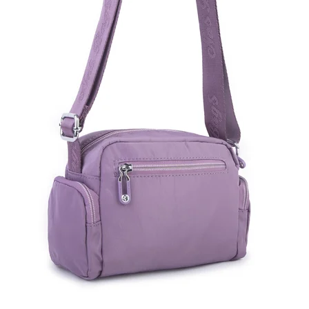 Nas Bag Kadın Spor Çok Gözlü Su Geçirmez Hafif Mini Çanta Mor  ( 22x16 cm )