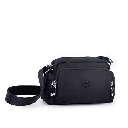 Nas Bag Kadın Spor Çok Gözlü Su Geçirmez Hafif Mini Çanta Siyah  ( 22x16 cm )