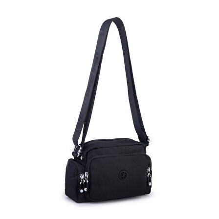 Nas Bag Kadın Spor Çok Gözlü Su Geçirmez Hafif Mini Çanta Siyah  ( 22x16 cm )