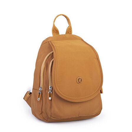 Nas Bag Kadın Water PROOF Ultra Hafif Çift Gözlü Orta Boy Sırt Çantası Hardal 