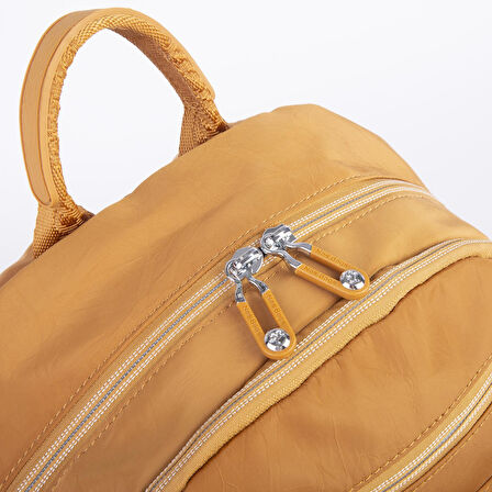 Nas Bag Kadın Çok Gözlü Hafif Su Geçirmez Unisex  (water proof) Çanta Hardal