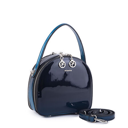 Nas Bag Mini Kadın El ve Çapraz Çanta Lacivert Dumanlı  (17x17 cm)