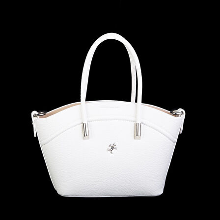 Nas Bag Kadın Mini Sepet Çanta El ve Çapraz Çanta Beyaz Lopez ( 20x18cm)