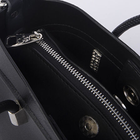 Nas Bag Kadın Mini Sepet Çanta El ve Çapraz Çanta Siyah Golf  ( 20x18cm)