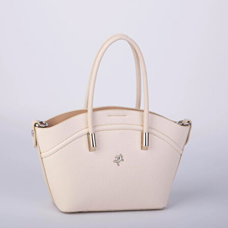 Nas Bag Kadın Mini Sepet Çanta El ve Çapraz Çanta Krem  Lopez ( 20x18cm)