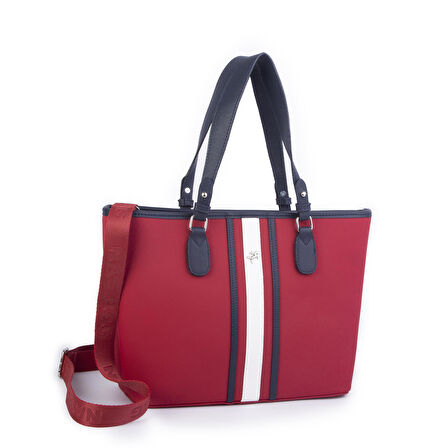 Nas Bag Kadın Omuz Çantası Spor Şık Ayarlanabilir Omuz Askılı  Kırmızı Lacivert Beyaz   Lacst (33x27x12 cm )