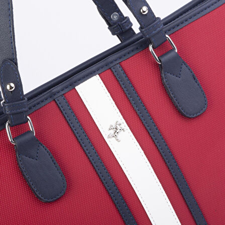 Nas Bag Kadın Omuz Çantası Spor Şık Ayarlanabilir Omuz Askılı  Kırmızı Lacivert Beyaz   Lacst (33x27x12 cm )