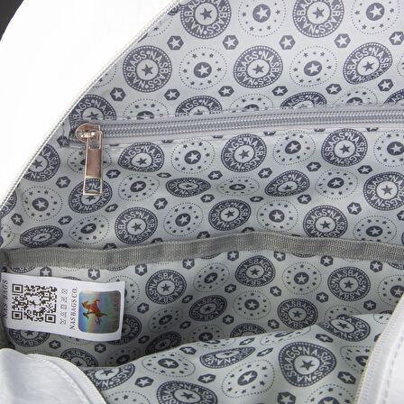 Nas Bag Unisex Büyük Boy Su Geçirmez (waterproof) Hafif Sırt Çantası Çok Gözlü Beyaz