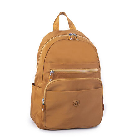 Nas Bag Unisex Büyük Boy Çok Gözlü Su Geçirmez Sırt Çantası Hardal