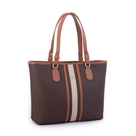 Nas Bag Kadın Omuz Çantası Spor Şık Ayarlanabilir Omuz Askılı Kahve Taba Kum  Lacste  (33x27x12 cm )