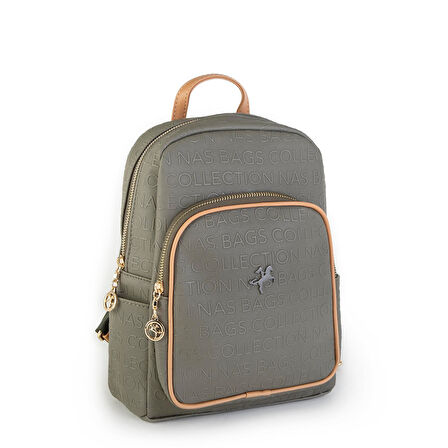 Nas Bag Kadın Sırt Çantası Yeşil Camel  Gofraj
