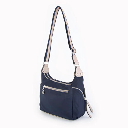 Nas Bag Kadın Çapraz Çanta Lacivert Kum  Buzzy ( 26x21x15 cm)