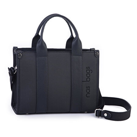 Nas Bag Kadın Mini Tote Suni Deri El ve Omuz Çantası Siyah Lacst