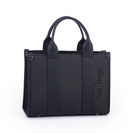 Nas Bag Kadın Mini Tote Suni Deri El ve Omuz Çantası Siyah Lacst