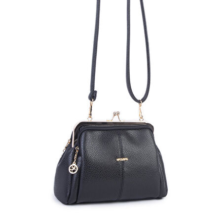 Nas Bag Burslu Klipsli Vintage Omuz ve Çapraz Çanta (23x20 cm ebatlarındadır) Siyah Lopez 