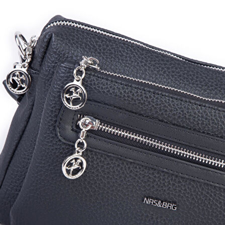 Nas Bag Günlük Çok Gözlü Çanta (en: 26 cm  ; boy:17 cm) Siyah Silan