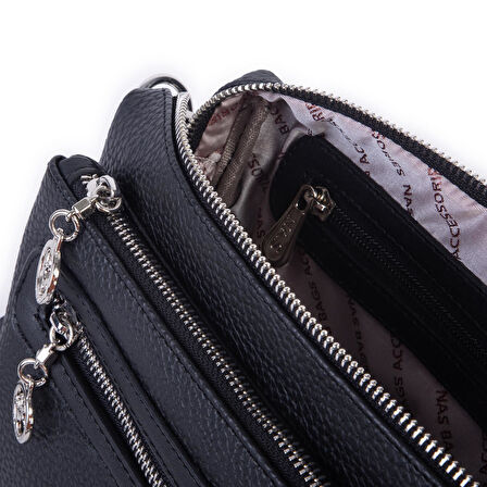 Nas Bag Günlük Çok Gözlü Çanta (en: 26 cm  ; boy:17 cm) Siyah Silan
