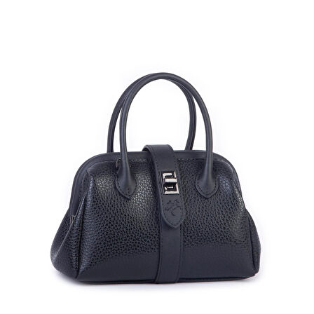  Nas Bag Kadın  Mini Boy Klipsli El ve Postacı Çantası Siyah Lopez (20x13 cm)
