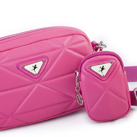 Nas Bag Kadın Mini Spor Kapitone Mini Cüzdanlı Çapraz Çanta Fuşya 