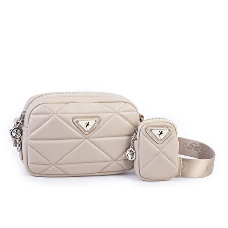 Nas Bag Kadın Mini Spor Kapitone Mini Cüzdanlı Çapraz Çanta Kum