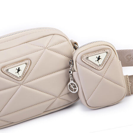 Nas Bag Kadın Mini Spor Kapitone Mini Cüzdanlı Çapraz Çanta Kum