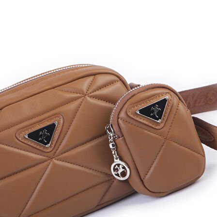 Nas Bag Kadın Mini Spor Kapitone Mini Cüzdanlı Çapraz Çanta Taba