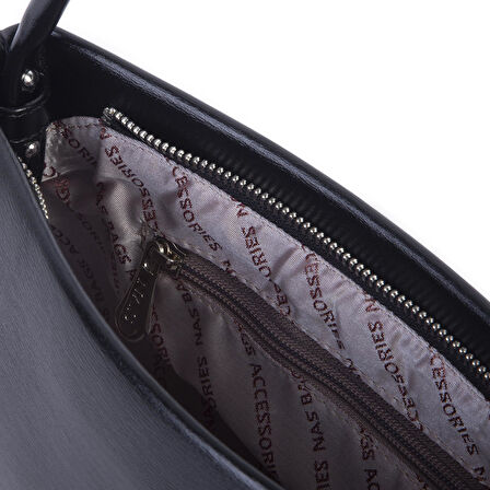Nas Bag Kadın Basic Baget Omuz ve Çapraz Çanta Siyah Kımera (27x12 cm )