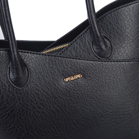 Nas Bag Kadın El ve Omuz Çantası Premium Seri Siyah Victoria