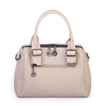 Nas Bag Kadın Taşlı Şık Omuz ve Çapraz Çanta Kum  Victoria