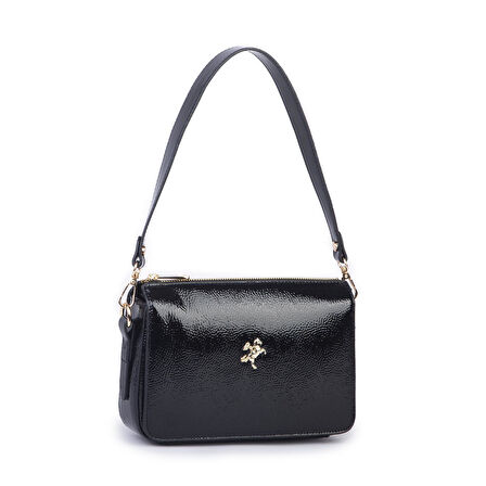 Nas Bag Kadın Omuz ve Çapraz Çanta Siyah Rugan