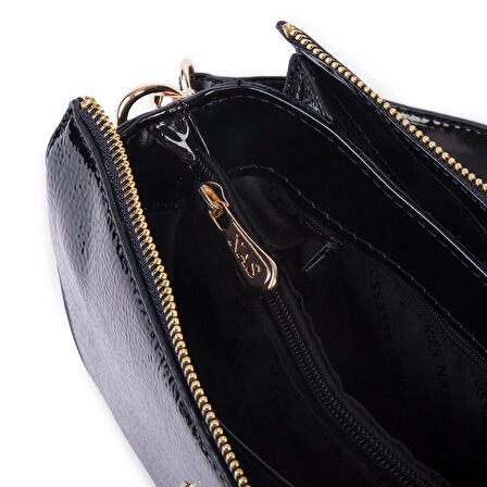 Nas Bag Kadın Omuz ve Çapraz Çanta Siyah Rugan