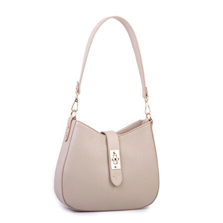 Nas Bag Kadın Oval Omuz ve Çapraz Çanta Kum Victoria