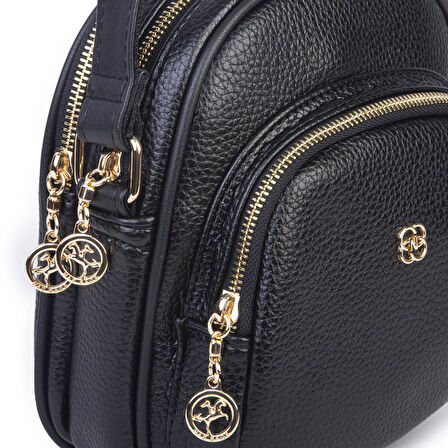 Nas Bag Kadın Çok Gözlü Günlük Çapraz ve Omuz Çanta Siyah Lopez (20x22 cm)