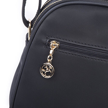 Nas Bag Kadın Çok Gözlü Günlük Çapraz ve Omuz Çanta Siyah Saten  (20x22 cm)