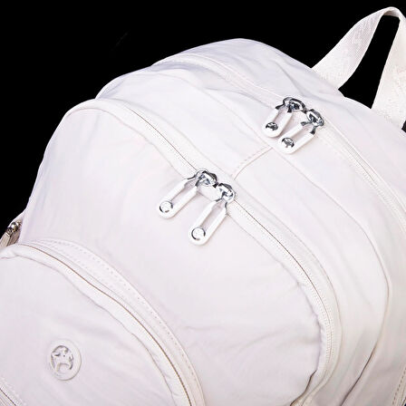 Nas Bag Unisex Hafif Büyük Boy Okul Çantası ve Spor Çantası Çok Gözlü Bej 