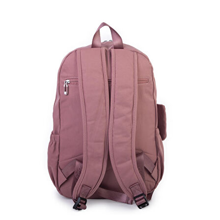 Nas Bag Unisex Hafif Büyük Boy Okul Çantası ve Spor Çantası Çok Gözlü Gül Kurusu