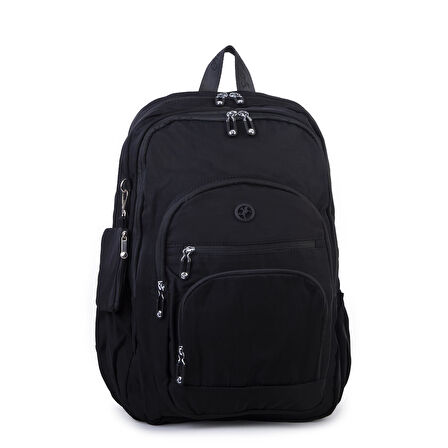 Nas Bag Unisex Hafif Büyük Boy Okul Çantası ve Spor Çantası Çok Gözlü Siyah
