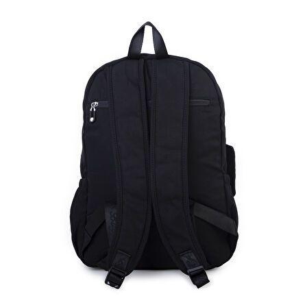 Nas Bag Unisex Hafif Büyük Boy Okul Çantası ve Spor Çantası Çok Gözlü Siyah