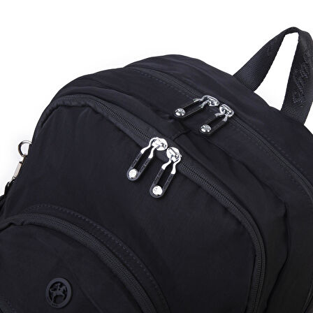 Nas Bag Unisex Hafif Büyük Boy Okul Çantası ve Spor Çantası Çok Gözlü Siyah