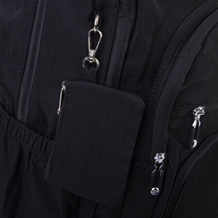 Nas Bag Unisex Hafif Büyük Boy Okul Çantası ve Spor Çantası Çok Gözlü Siyah